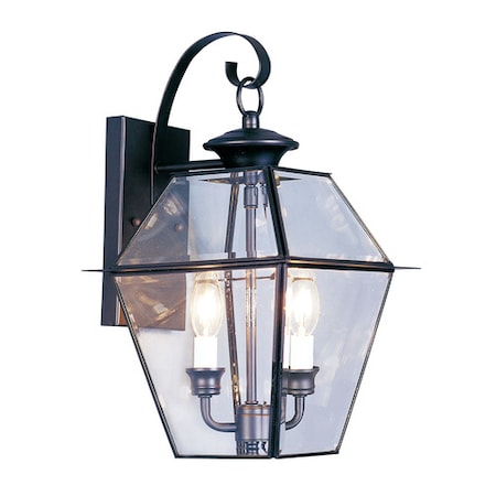 Westover 2 Light Black Outdoor Wall Lantern MPN:2281-04