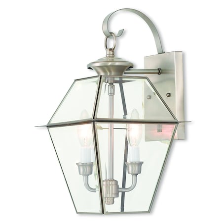 Westover 2 Light Brushed Nickel Outdoor Wall Lantern MPN:2281-91