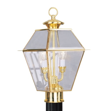 Westover 2 Light Polished Brass Outdoor Post Top Lantern MPN:2284-02