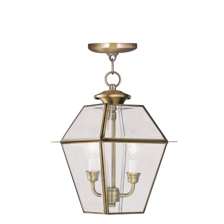 Westover 2 Light Antique Brass Outdoor Pendant Lantern MPN:2285-01