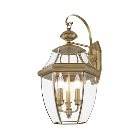 Monterey 3 Light Antique Brass Outdoor Wall Lantern MPN:2351-01