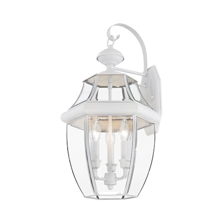 Monterey 3 Light White Outdoor Wall Lantern MPN:2351-03