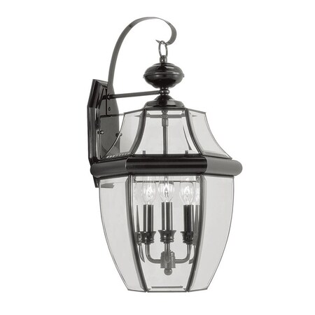 Monterey 3 Light Black Outdoor Wall Lantern MPN:2351-04