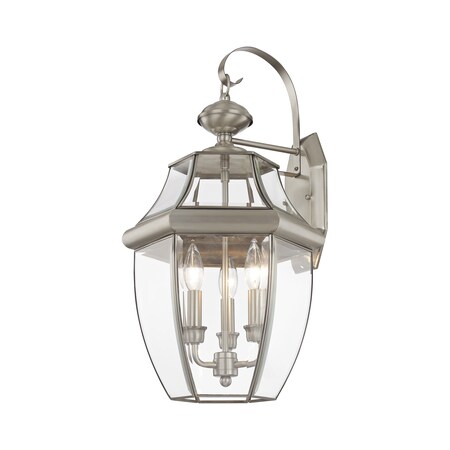 Monterey 3 Light Brushed Nickel Outdoor Wall Lantern MPN:2351-91