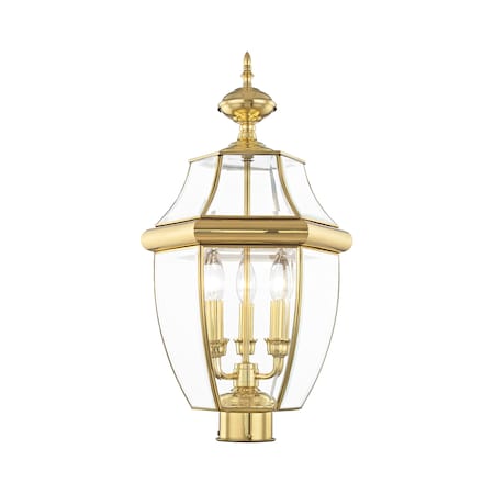 Monterey 3 Light Polished Brass Outdoor Post Top Lantern MPN:2354-02