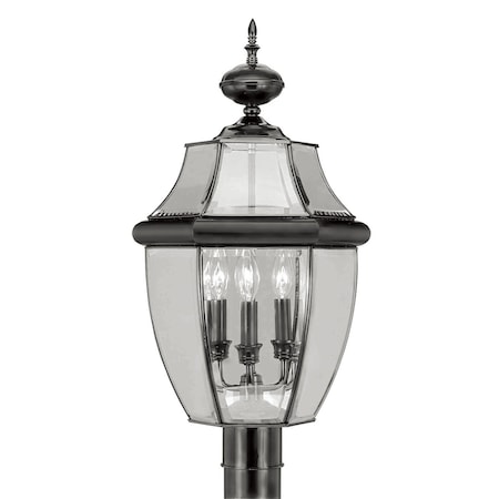 Monterey 3 Light Black Outdoor Post Top Lantern MPN:2354-04