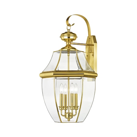 Monterey 4 Light Polished Brass Outdoor Wall Lantern MPN:2356-02