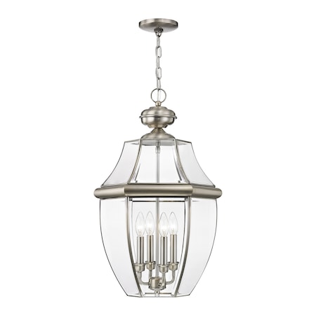 Monterey 4 Light Brushed Nickel Outdoor Pendant Lantern MPN:2357-91
