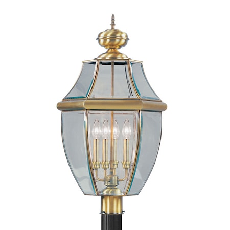 Monterey 4 Light Antique Brass Outdoor Post Top Lantern MPN:2358-01