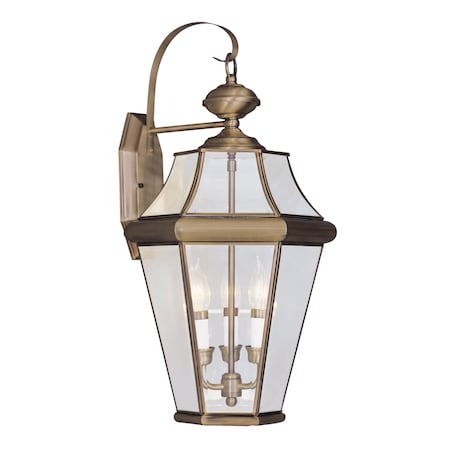 Georgetown 3 Light Antique Brass Outdoor Wall Lantern MPN:2361-01