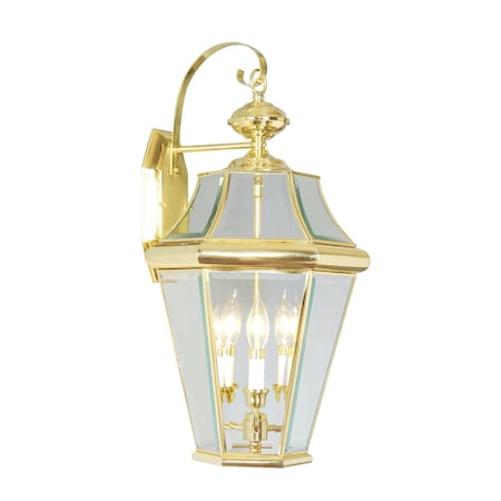 Georgetown 3 Light Polished Brass Outdoor Wall Lantern MPN:2361-02