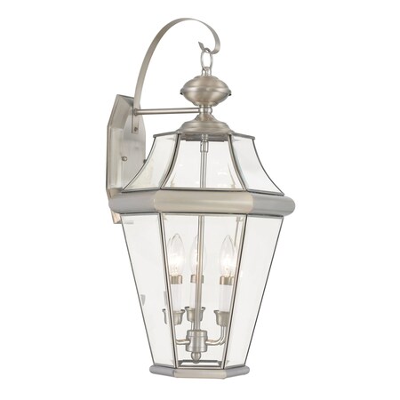 Georgetown 3 Light Brushed Nickel Outdoor Wall Lantern MPN:2361-91