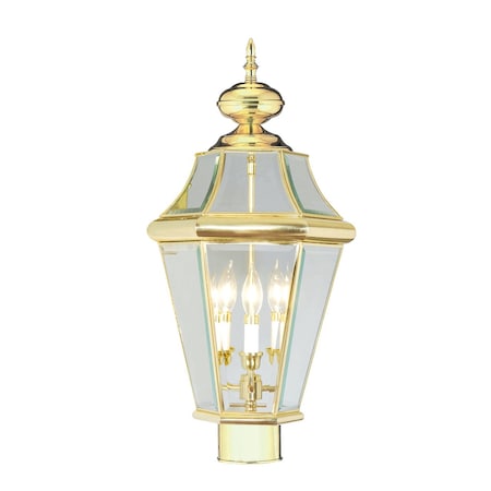 Georgetown 3 Light Polished Brass Outdoor Post Top Lantern MPN:2364-02