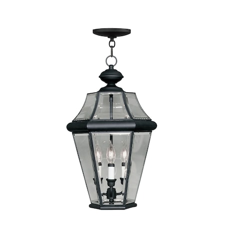 Georgetown 3 Light Black Outdoor Pendant Lantern MPN:2365-04