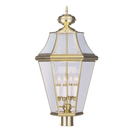 Georgetown 4 Light Polished Brass Outdoor Post Top Lantern MPN:2368-02