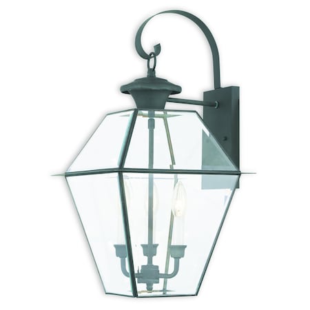 Westover 3 Light Charcoal Outdoor Wall Lantern MPN:2381-61