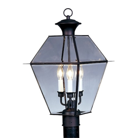 Westover 3 Light Black Outdoor Post Top Lantern MPN:2384-04