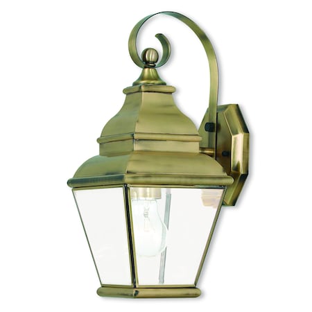 Exeter 1 Light Antique Brass Outdoor Wall Lantern MPN:2590-01
