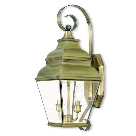 Exeter 2 Light Antique Brass Outdoor Wal MPN:2591-01