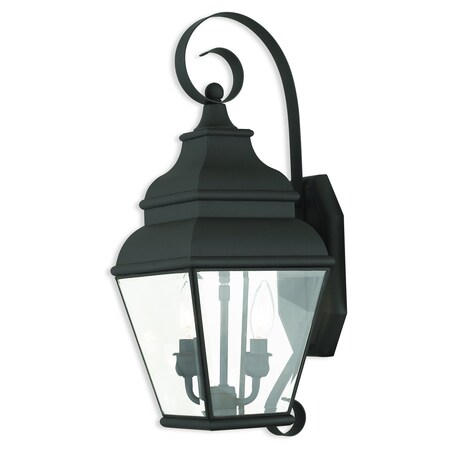 Exeter 2 Light Black Outdoor Wall Lanter MPN:2591-04