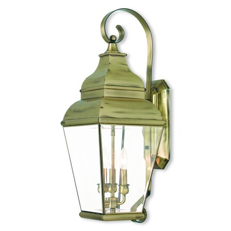 Exeter 3 Light Antique Brass Outdoor Wal MPN:2593-01