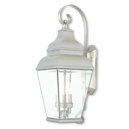 Exeter 3 Light Brushed Nickel Outdoor Wall Lantern MPN:2593-91