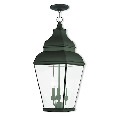 Exeter 3 Light Black Outdoor Pendant Lantern MPN:2597-04