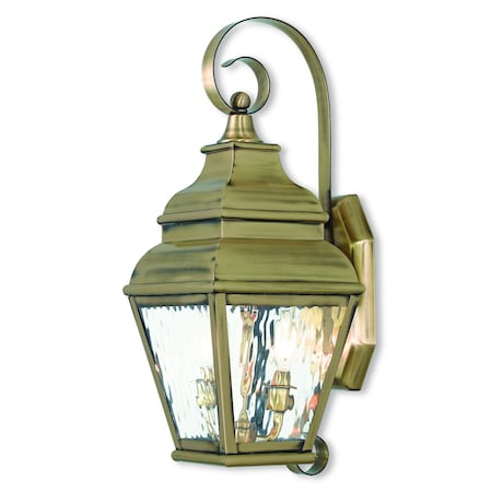 Exeter 2 Light Antique Brass Outdoor Wall Lantern MPN:2602-01