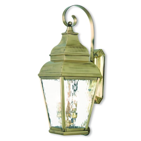 Exeter 3 Light Antique Brass Outdoor Wall Lantern MPN:2605-01
