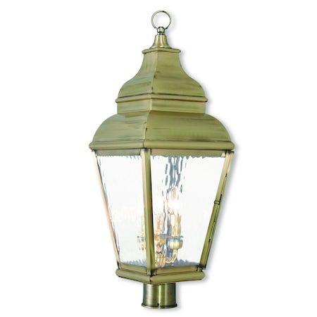 Exeter 3 Light Antique Brass Outdoor Post Top Lantern MPN:2606-01