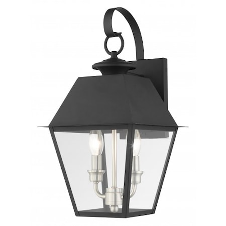 Black Outdoor Wall Lantern, 2 Light MPN:27215-04