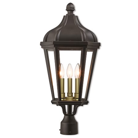 Morgan 3 Light Bronze Outdoor Post Top Lantern MPN:76194-07