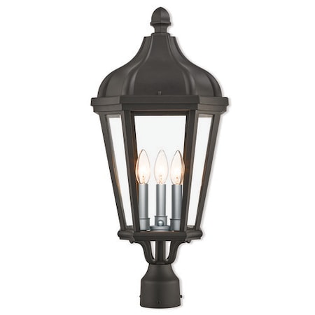 Morgan 3 Light Textured Black Outdoor Post Top Lantern MPN:76194-14