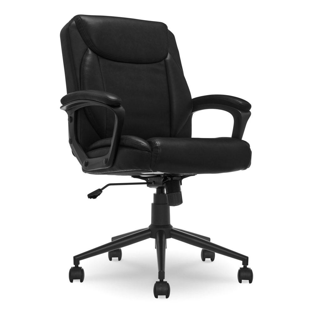 Click365 Transform 1.0 Ergonomic Bonded Leather Mid-Back Manager Office Chair, Black MPN:CCHR10001B