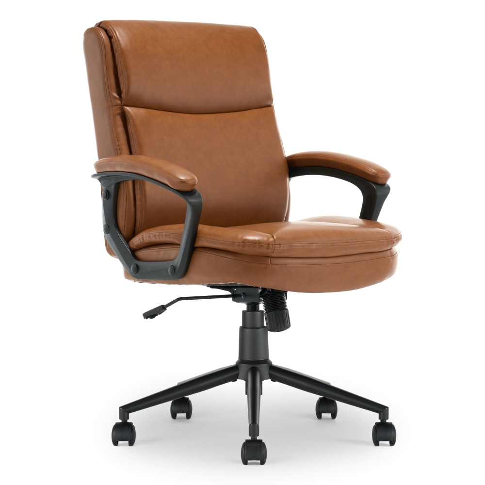 Click365 Transform 2.0 Ergonomic Bonded Leather Mid-Back Office Chair, Cognac/Black MPN:CCHR10007A