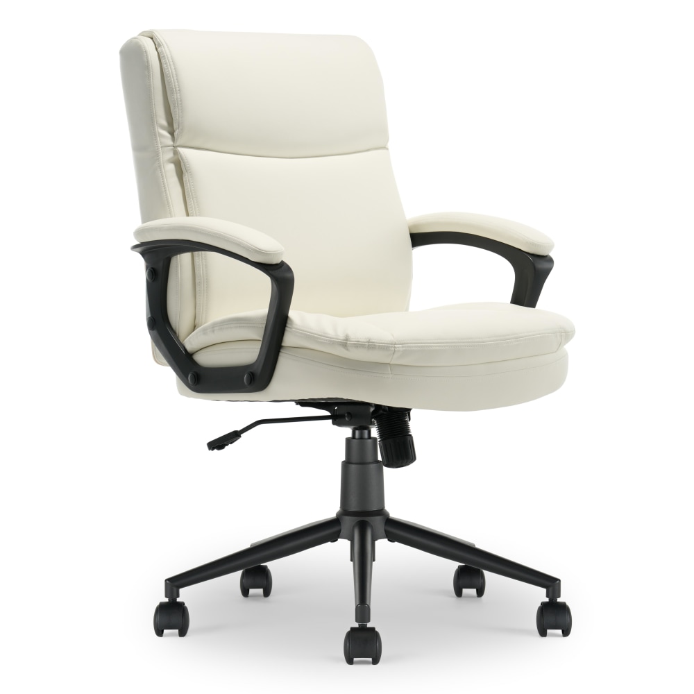 Click365 Transform 2.0 Ergonomic Bonded Leather Mid-Back Office Chair, White/Black MPN:CCHR10007C