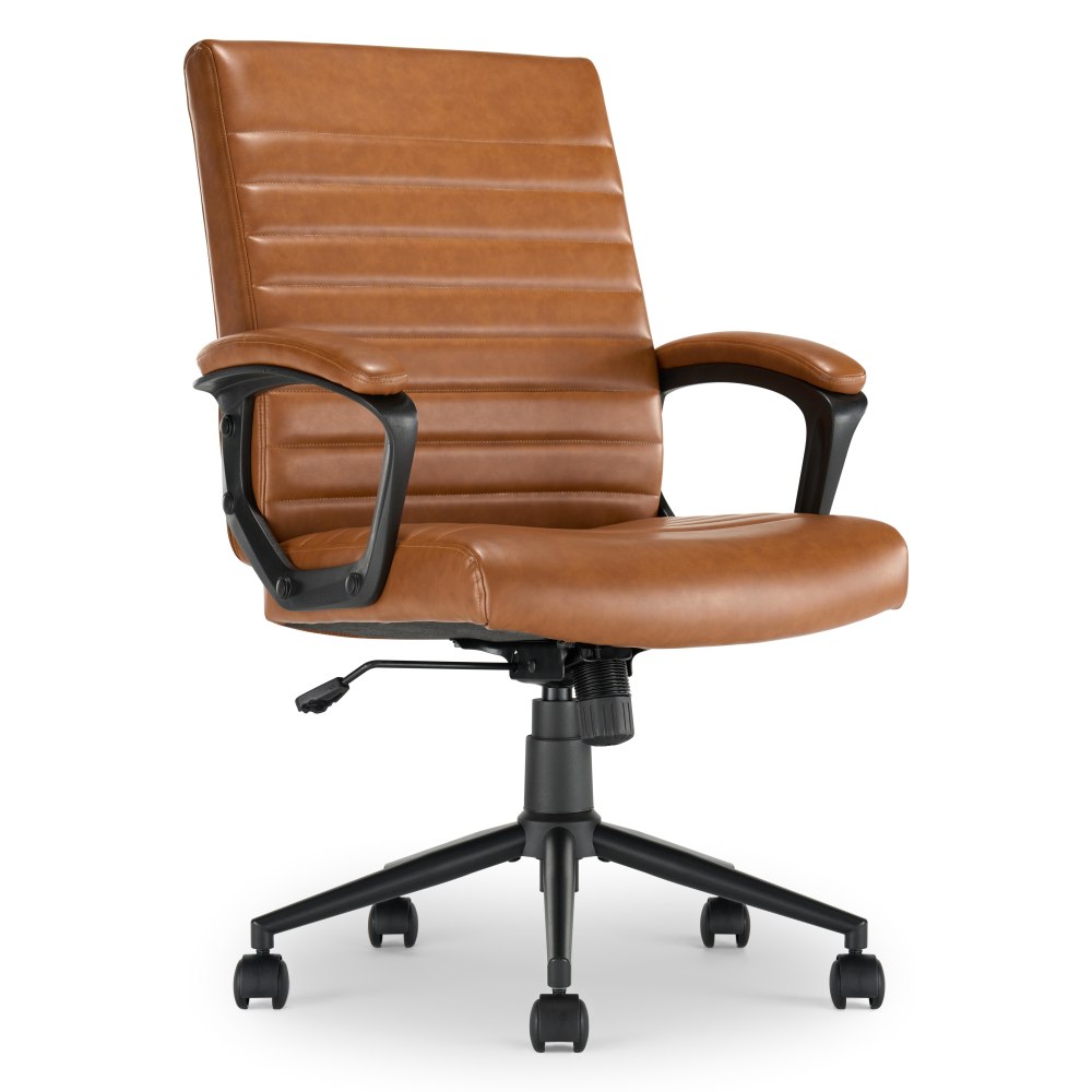 Click365 Transform 3.0 Ergonomic Vegan Leather Mid-Back Managers Chair, Cognac MPN:CCHR10008A