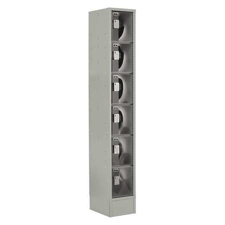 Box Locker, 12 in W, 18 in D, 82 in H, (1) Wide, (6) Tier, Gray MPN:LUPE-1W6T-PC1S-02-31-A