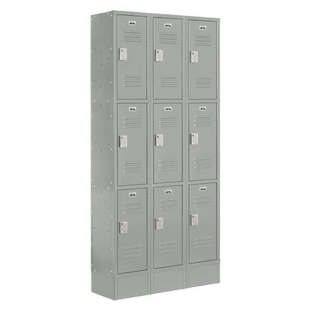 Wardrobe Locker, 36 in W, 18 in D, 82 in H, (3) Tier, (3) Wide, Gray MPN:LUPE-3W3T-LV1S-02-31-A