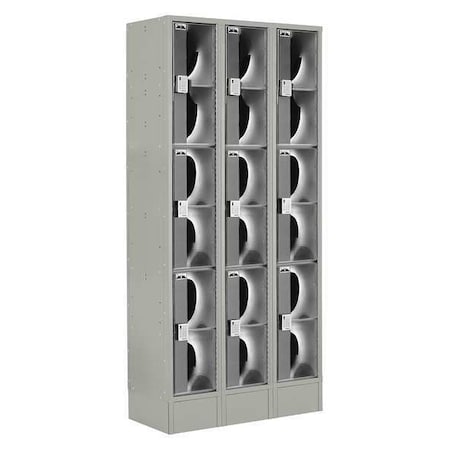 Wardrobe Locker, 36 in W, 18 in D, 82 in H, (3) Tier, (3) Wide, Gray MPN:LUPE-3W3T-PC1S-02-31-A