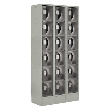 Box Locker, 36 in W, 18 in D, 82 in H, (3) Wide, (6) Tier, Gray MPN:LUPE-3W6T-PC1S-02-31-A