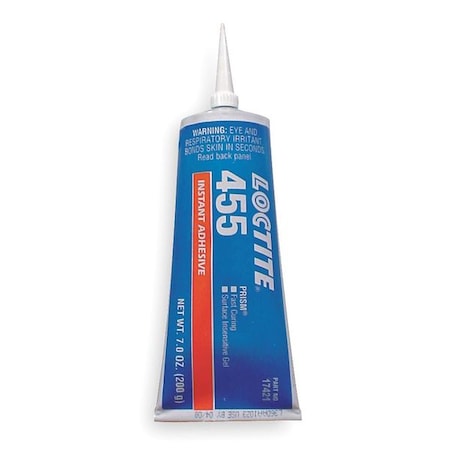 Instant Adhesive, 455 Series, Light Yellow/Cloudy, 7 oz, Tube MPN:135258