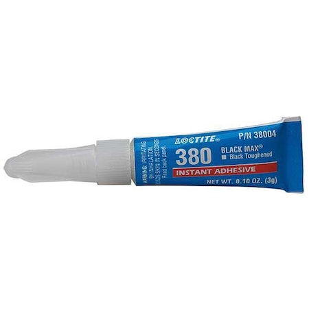Instant Adhesive, 380 Series, Black, 0.1 oz, Tube MPN:232834