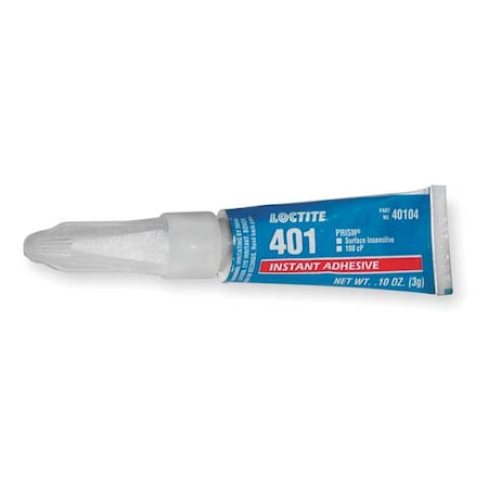 Instant Adhesive, 401 Series, Clear, 0.1 oz, Tube MPN:233641