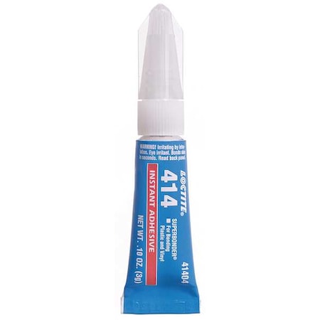 Instant Adhesive, 414 Series, Clear, 0.1 oz, Tube MPN:233780