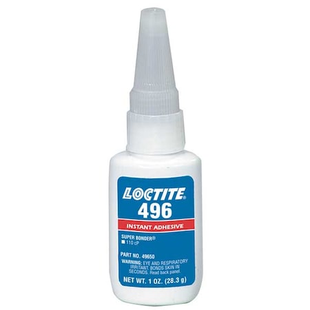 Instant Adhesive, 496 Series, Clear, 1 oz, Bottle MPN:234156