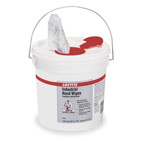 Hand Wipes, 130 Wipes Per Bucket, 9.5 in x 12 in, White MPN:337638