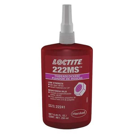 250ML Threadlocker 222MSLOW Strength/Small Screw MPN:135335