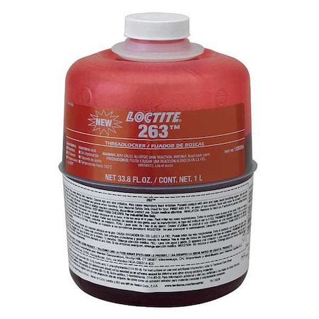 Primerless Threadlocker, LOCTITE 263, Red, High Strength, Liquid, 1L Bottle MPN:1330334