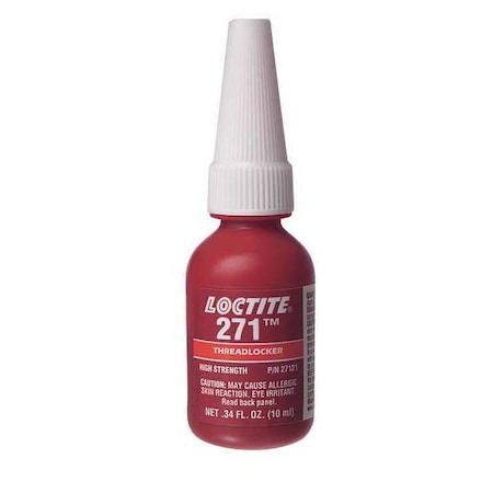 Threadlocker, LOCTITE 271, Red, High Strength, Liquid, 10 mL Bottle MPN:135380